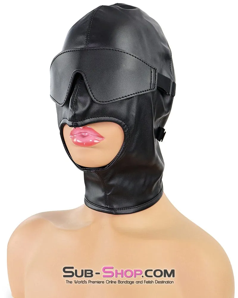 1833DL  Soft Lacing Hood with Removeable Blindfold and Ball Gag
