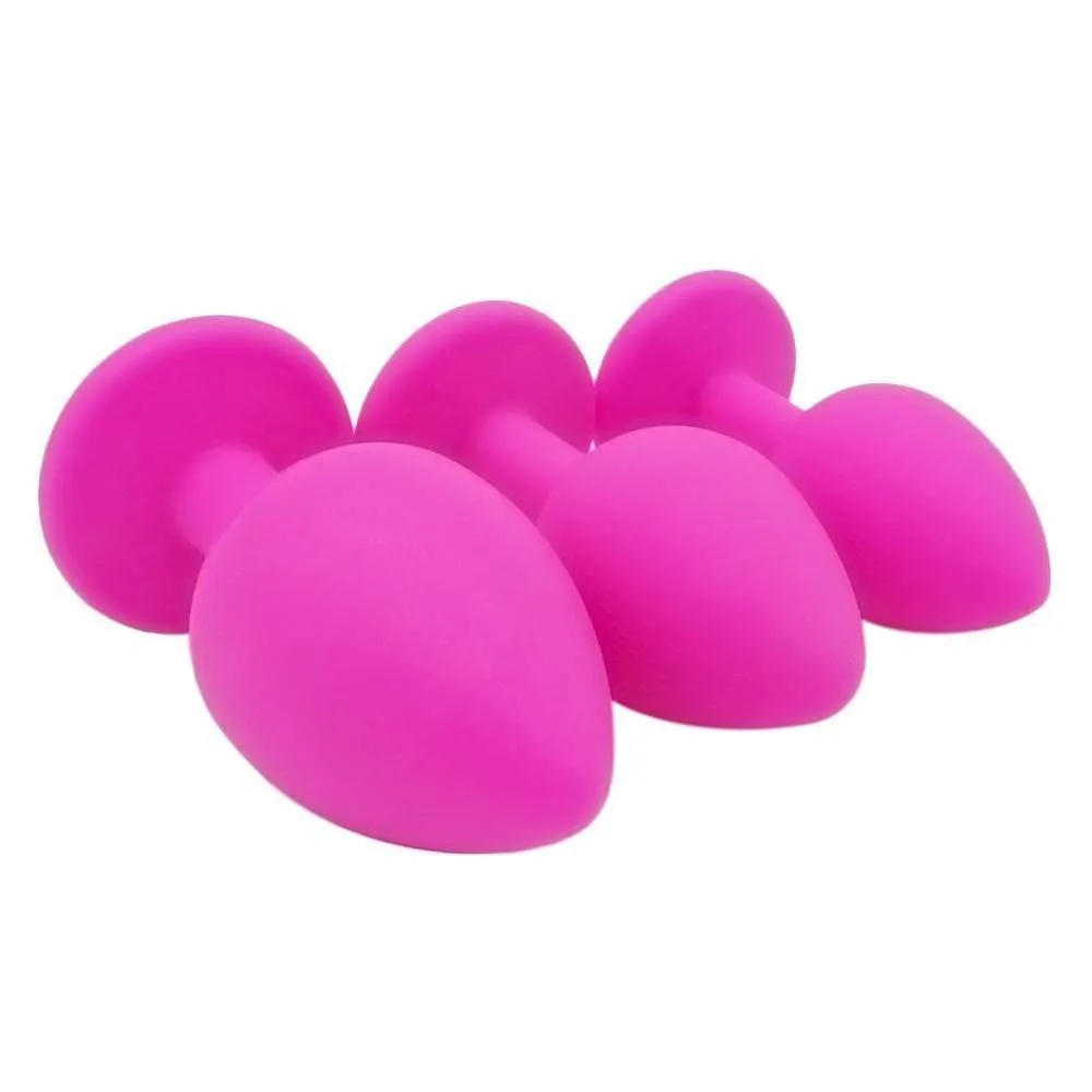 4 Colors Jeweled Pink Silicone Plug