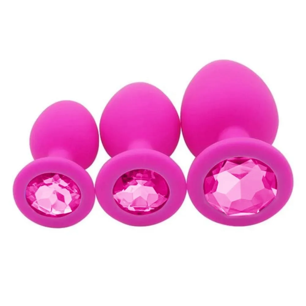 4 Colors Jeweled Pink Silicone Plug