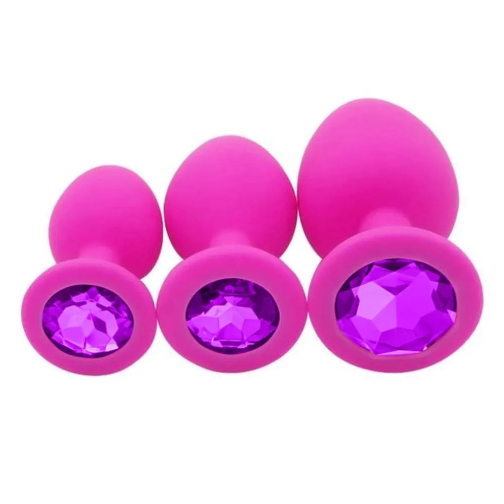 4 Colors Jeweled Pink Silicone Plug