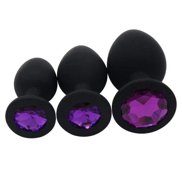 4 Colors Jeweled Pink Silicone Plug