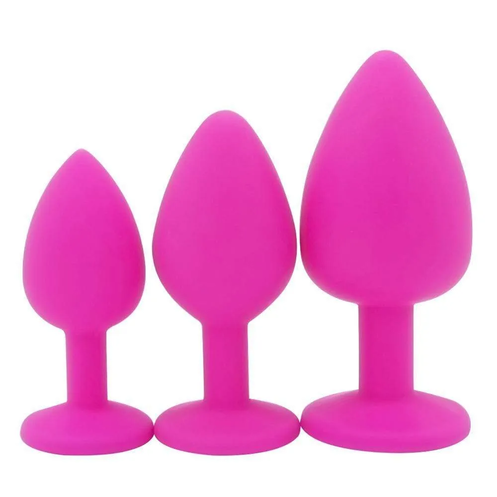 4 Colors Jeweled Pink Silicone Plug