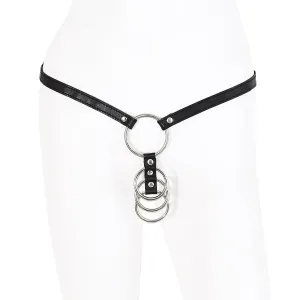 4 Gates Of Hell Cock Ring With Strap | 4 Rings | Fetish | Black | Adjustable