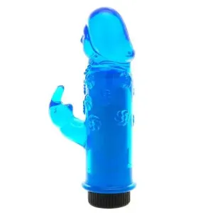 5-inch Seven Creations Blue Jelly Rabbit Vibrator with Clit Stim