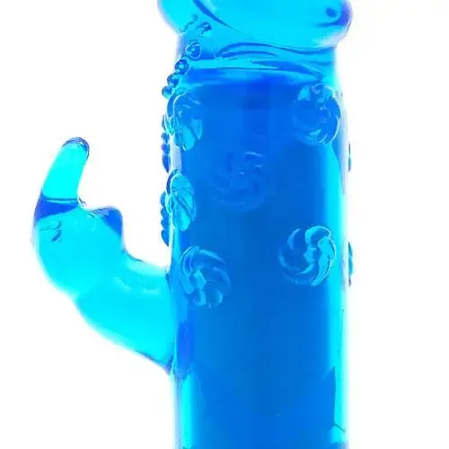 5-inch Seven Creations Blue Jelly Rabbit Vibrator with Clit Stim