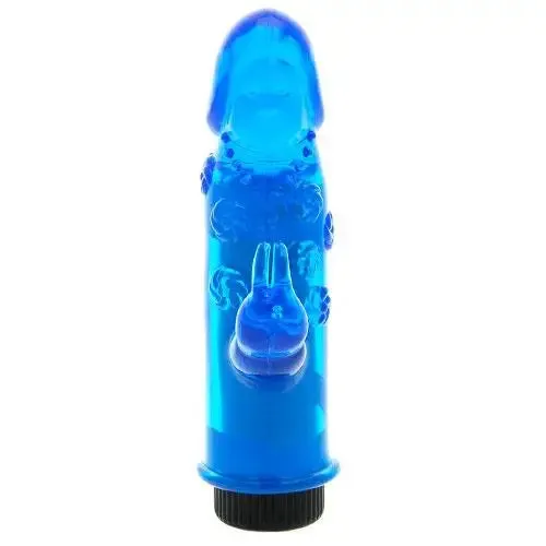 5-inch Seven Creations Blue Jelly Rabbit Vibrator with Clit Stim