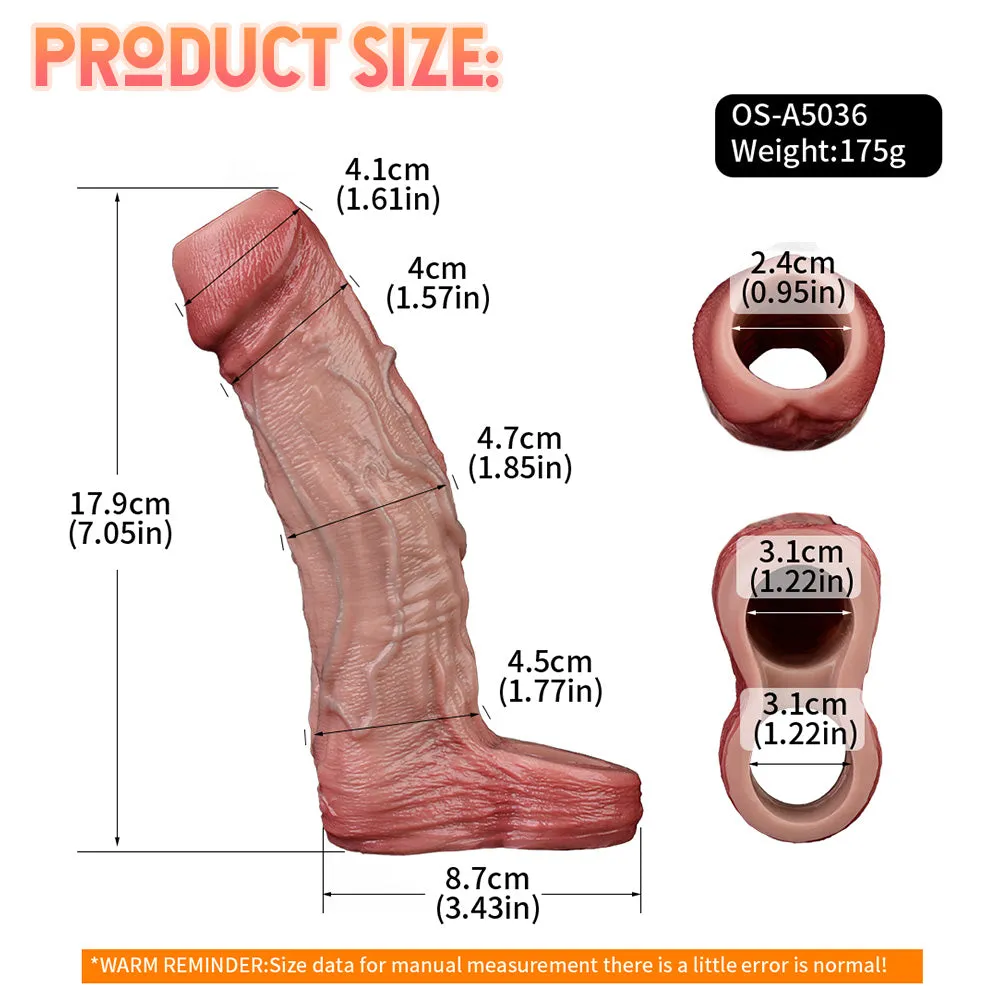 7 inch Penis Sheath Cock Sleeve - Light Skin Cocksleeve Extender Male Sex Toys Enhancer
