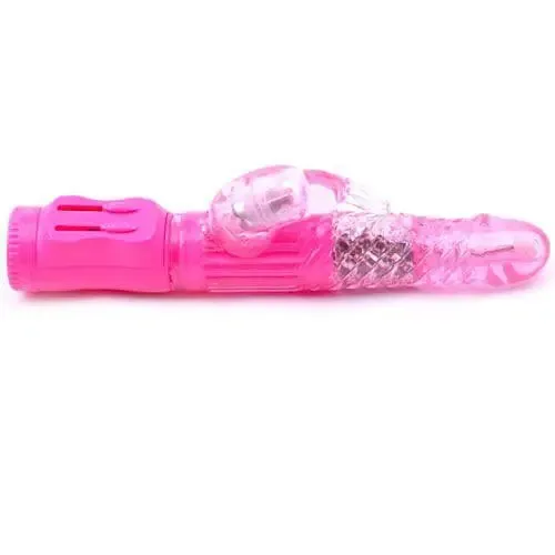 8.75-inch Jelly Pink Multi-speed Rabbit Vibrator with Metal Beads
