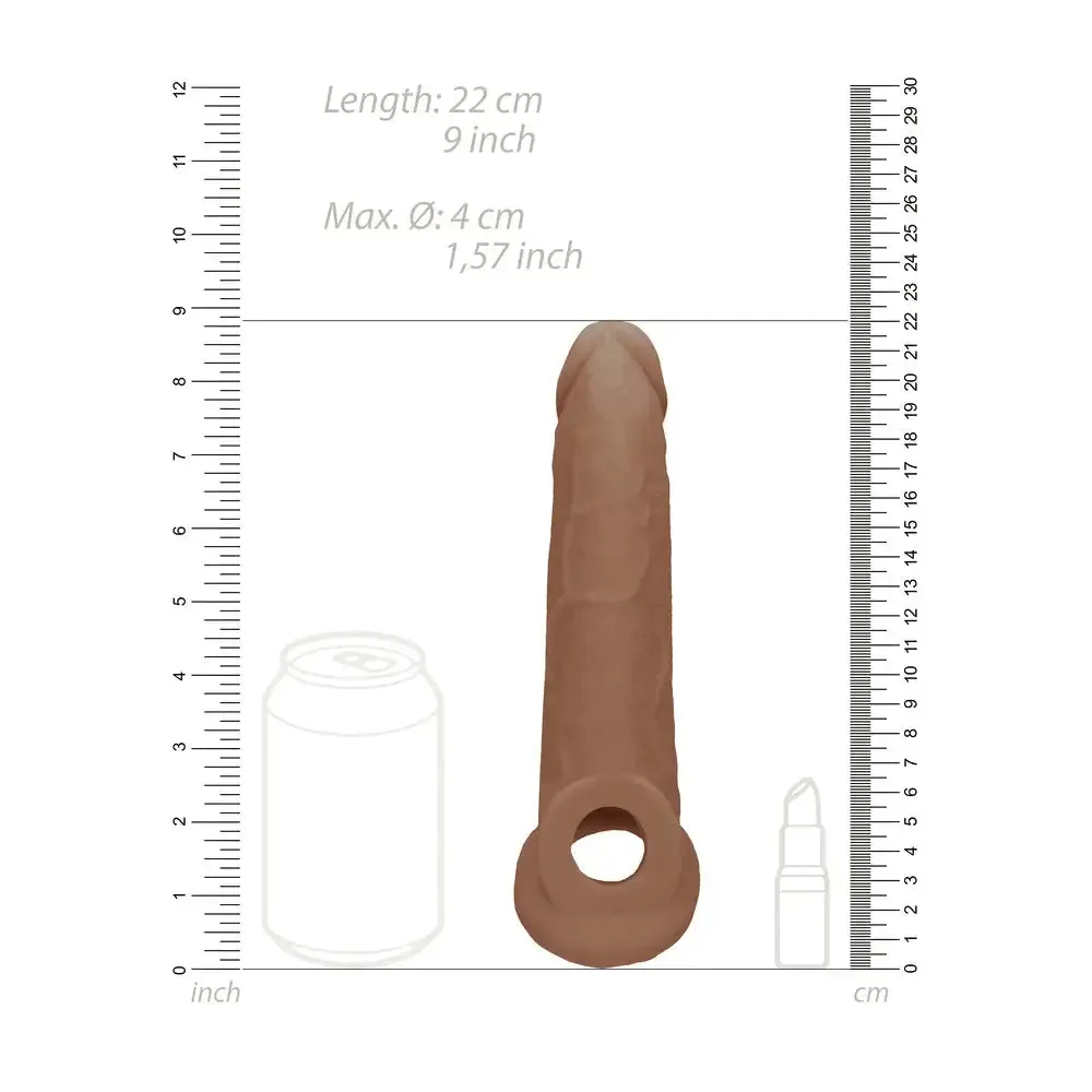 9-inch Shots Toys Flesh Brown Penis Sleeve with Vein Details for Him
