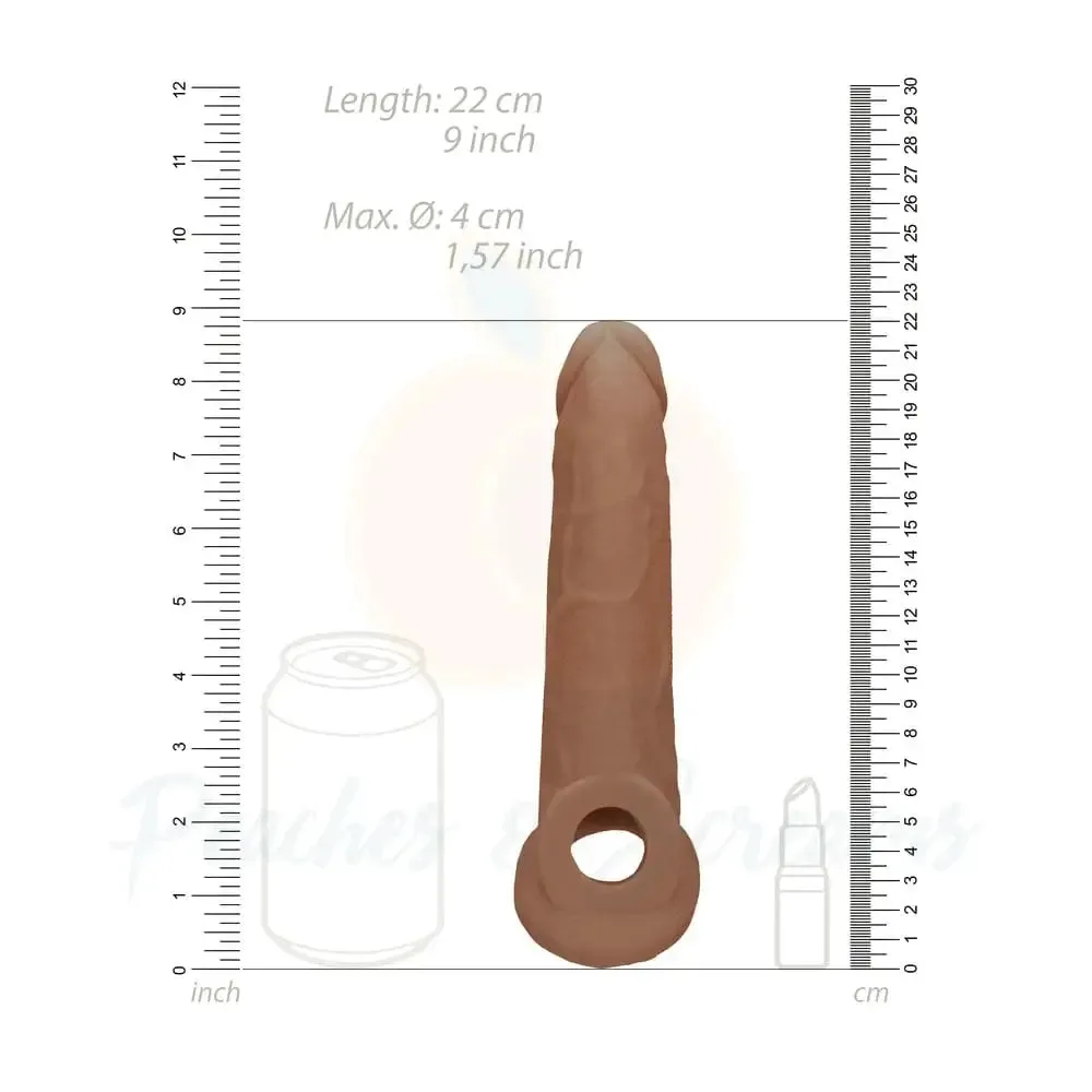 9-inch Shots Toys Flesh Brown Penis Sleeve with Vein Details for Him