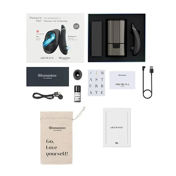 Arcwave - Pleasure Pair Collection Box Ion x Womanizer Premium 2 Couple Massager Set (Black)