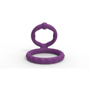 Bad Boy Double Silicone Penis Ring | Lock Delay Erection | Purple | Stretchy