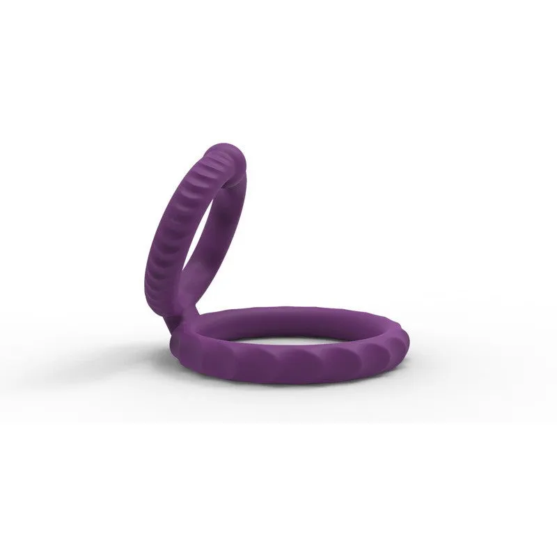 Bad Boy Double Silicone Penis Ring | Lock Delay Erection | Purple | Stretchy