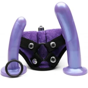 Bend Over Intermediate 2 Dildos   Vibrating Strap-on Harness - Purple