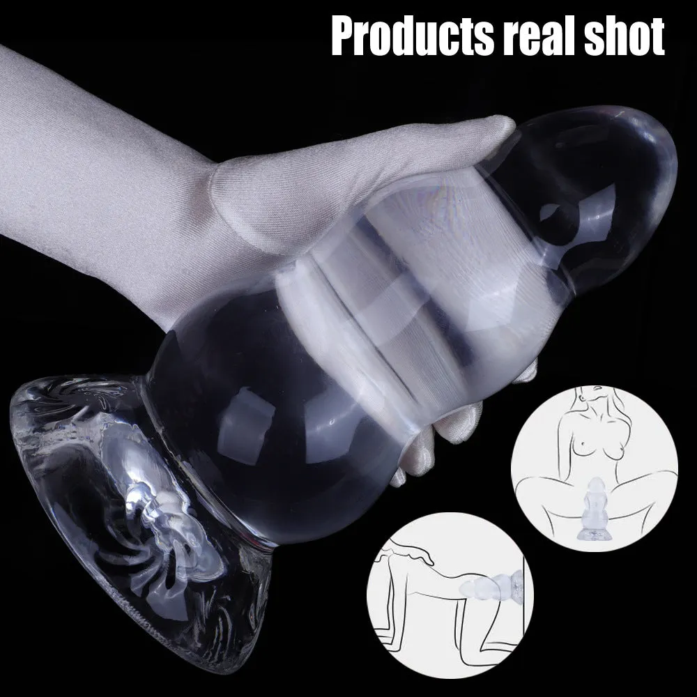 Big Giant Silicone Dildos - Transparent Jelly Huge Anal Plug with Strong Suction Cup