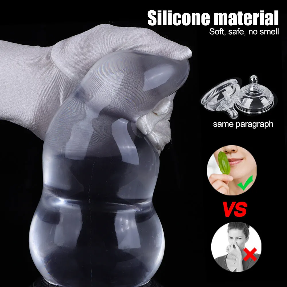 Big Giant Silicone Dildos - Transparent Jelly Huge Anal Plug with Strong Suction Cup