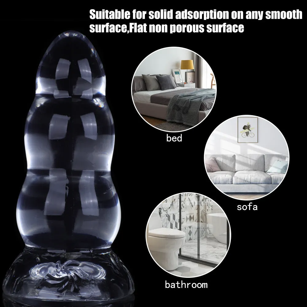 Big Giant Silicone Dildos - Transparent Jelly Huge Anal Plug with Strong Suction Cup