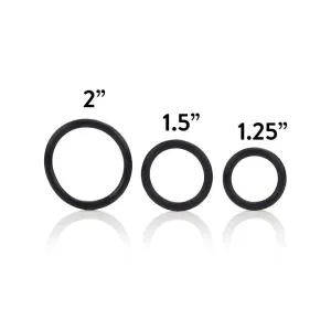 Black 3-piece Stretchy Rubber Cock Ring Set for Men