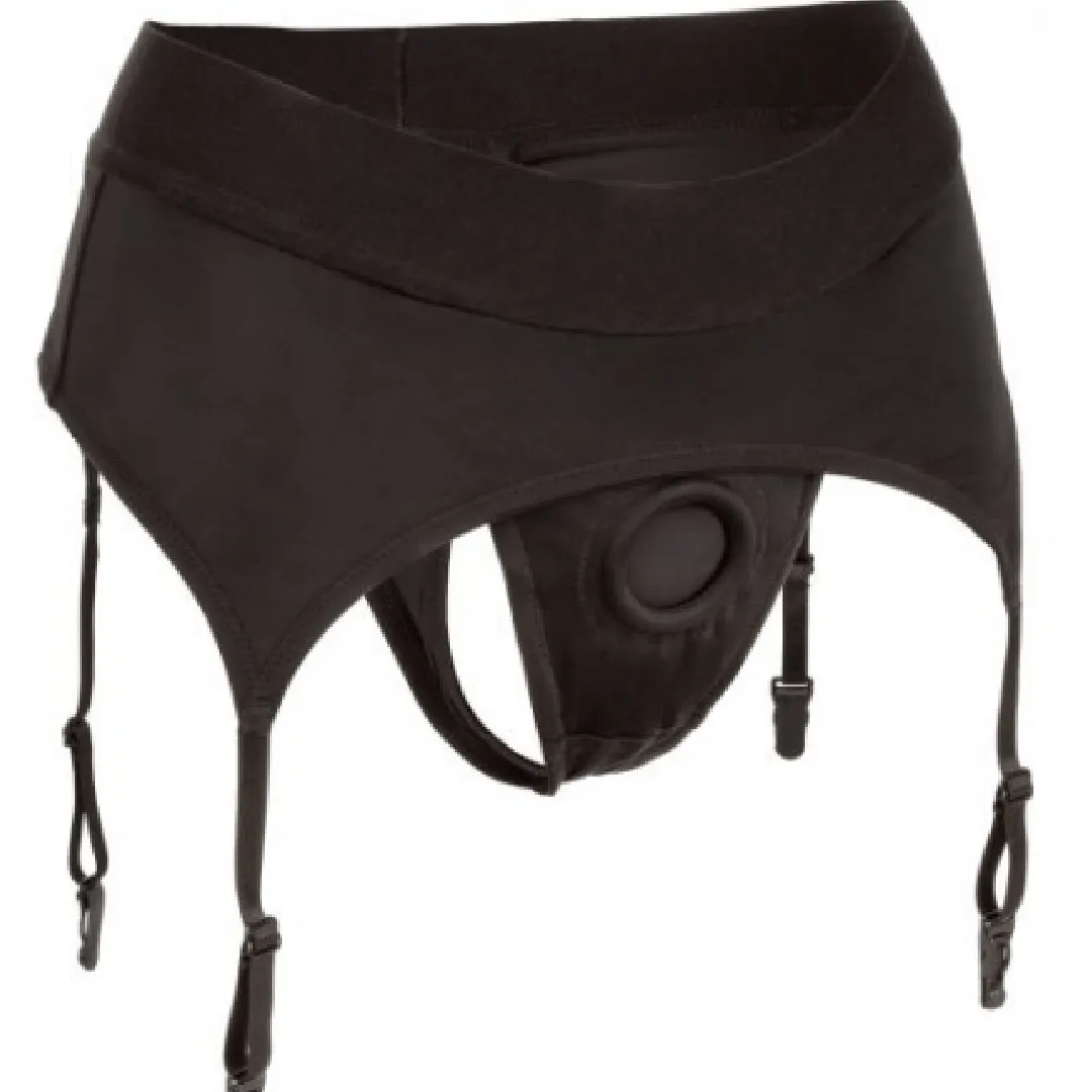 Boundless Backless Strap-on Thong with Garter - L/XL