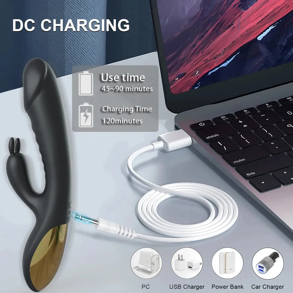 Clit Clamps Rabbit Vibrator - Vibrating Dildo Double End G Spot Clitoral Stimulator