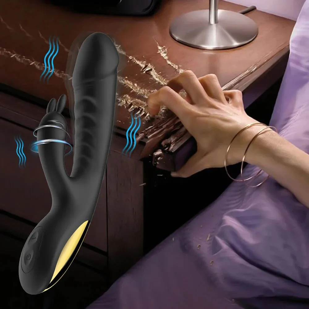 Clit Clamps Rabbit Vibrator - Vibrating Dildo Double End G Spot Clitoral Stimulator
