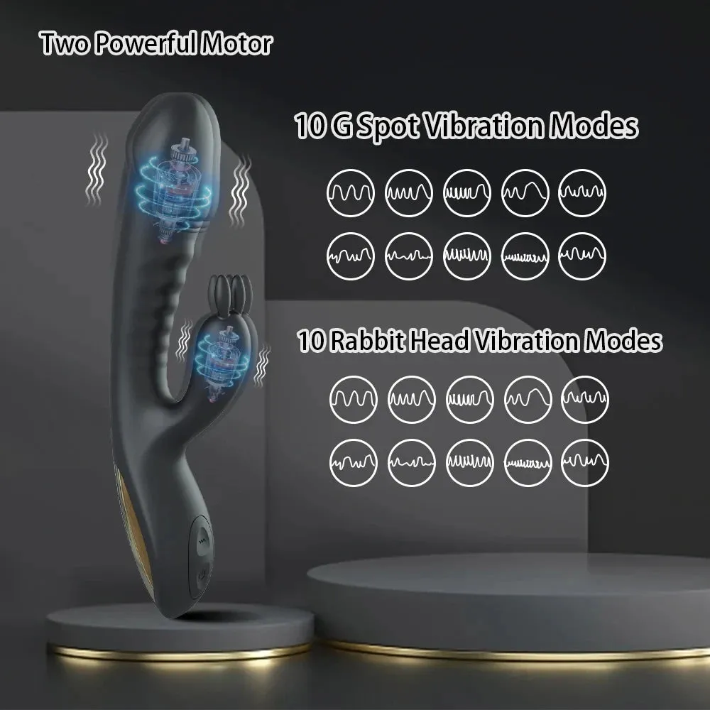 Clit Clamps Rabbit Vibrator - Vibrating Dildo Double End G Spot Clitoral Stimulator