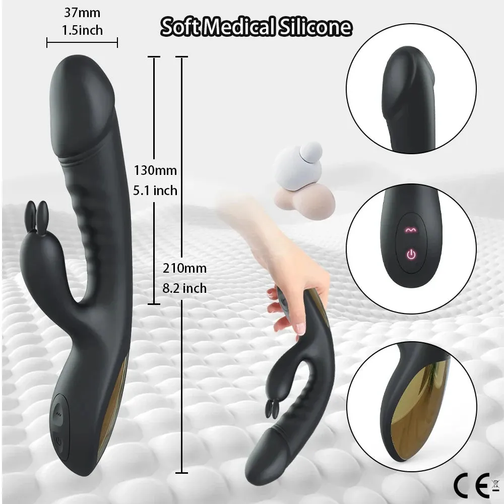 Clit Clamps Rabbit Vibrator - Vibrating Dildo Double End G Spot Clitoral Stimulator