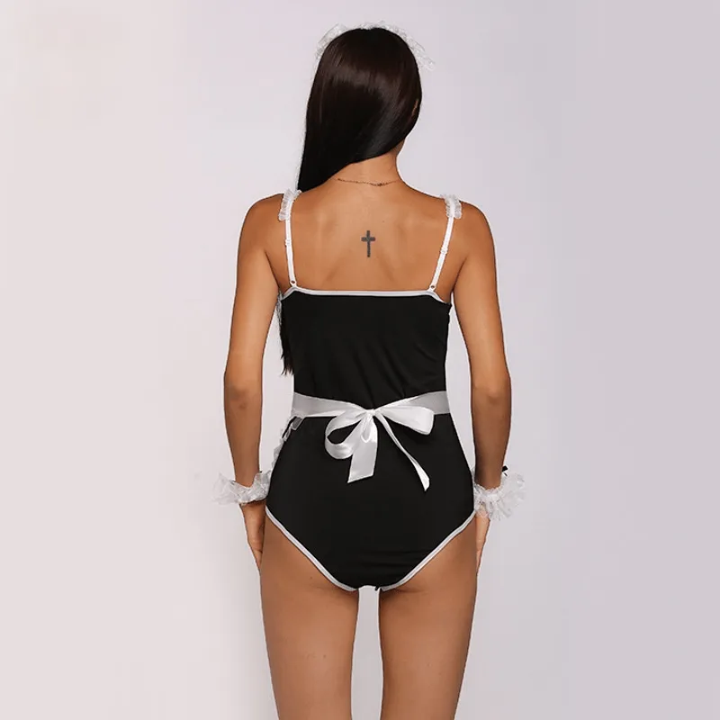 Cute Coquette Kissable French Maid Mesh Babydoll Set