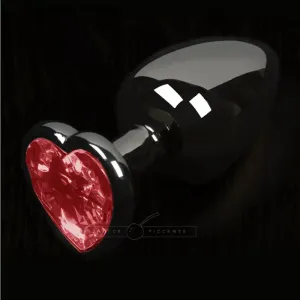 Dolce Piccante Graphite Style Small Anal Plug Red Heart Gem