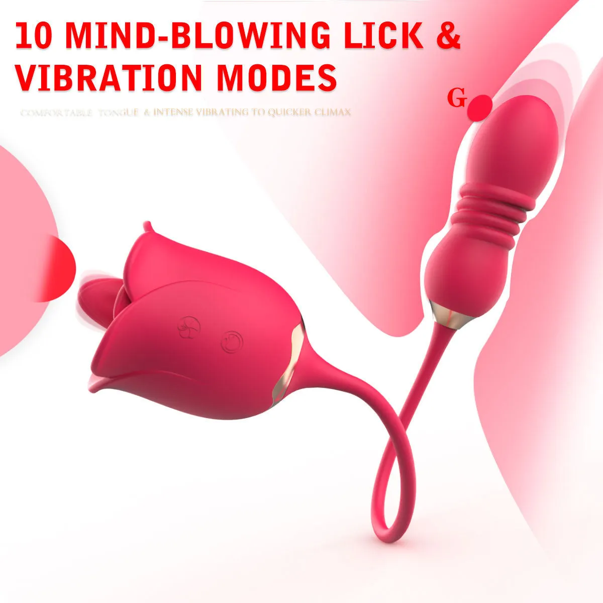 Double End Clit Stimulator Dildo Thrusting Female Sex Toy - Rose Toy Women Vibrator