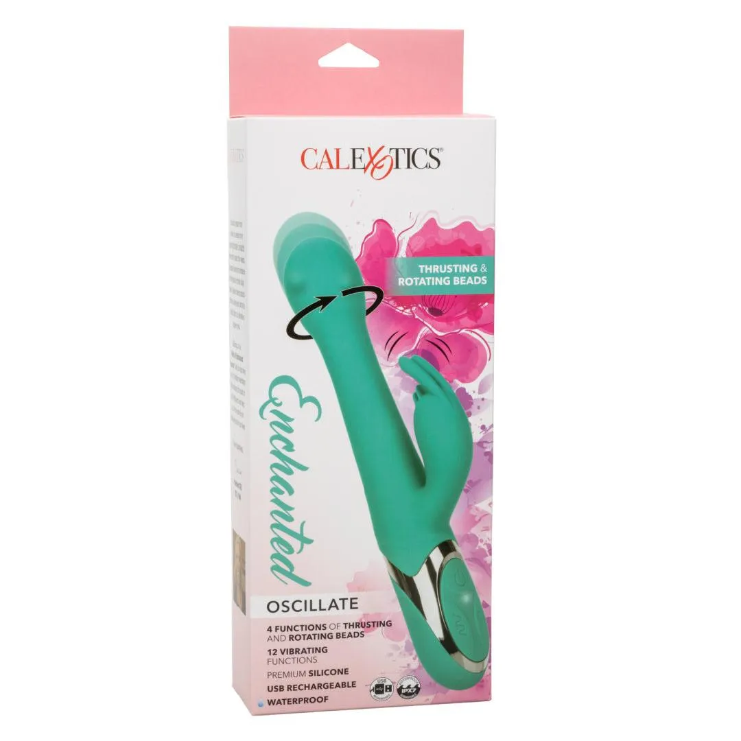 Enchanted Oscillate Rotating Head Thrusting Rabbit Vibrator - Teal