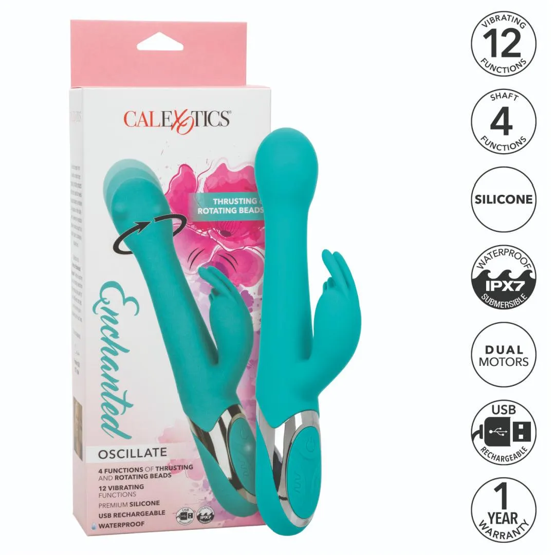 Enchanted Oscillate Rotating Head Thrusting Rabbit Vibrator - Teal