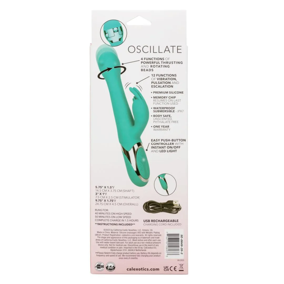 Enchanted Oscillate Rotating Head Thrusting Rabbit Vibrator - Teal
