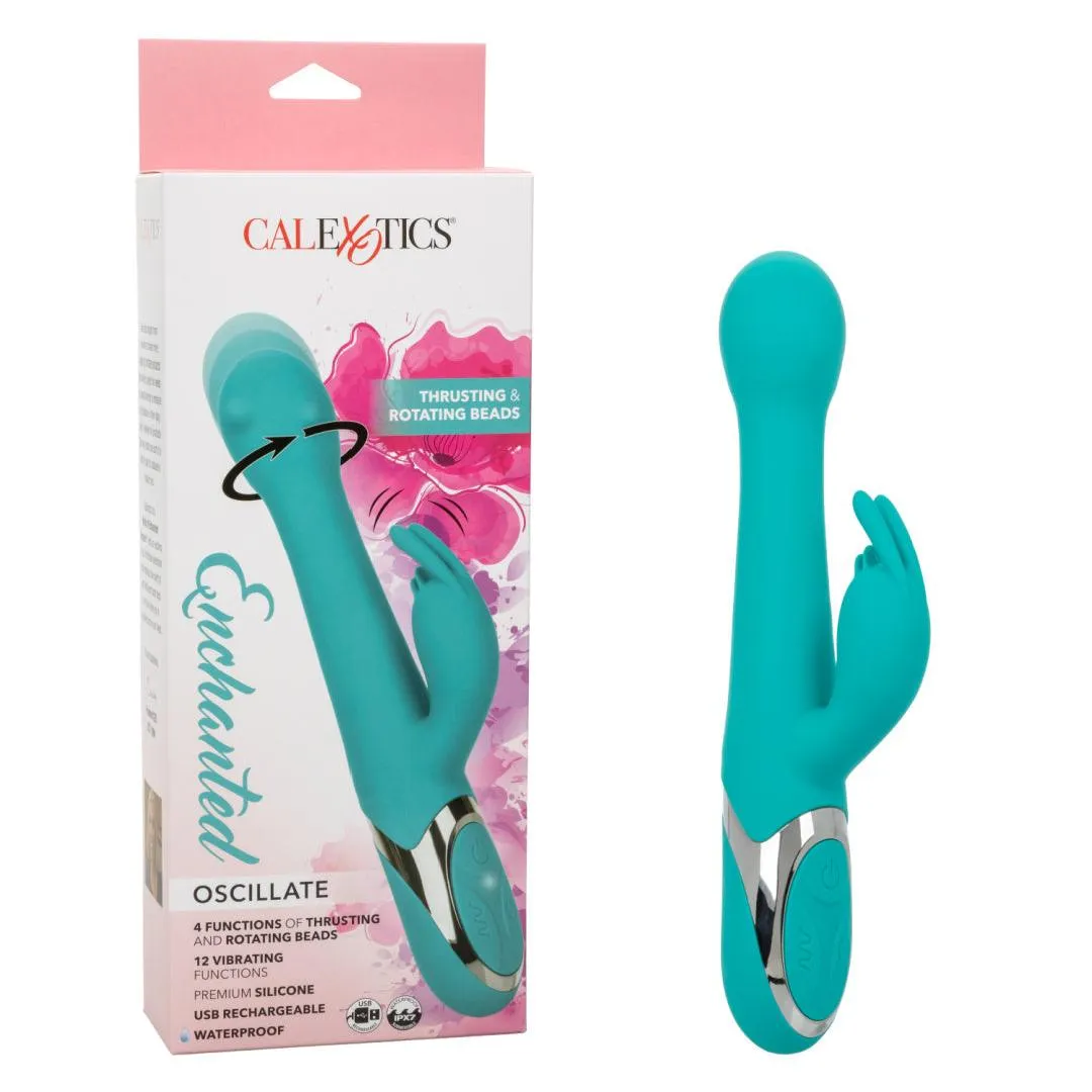 Enchanted Oscillate Rotating Head Thrusting Rabbit Vibrator - Teal