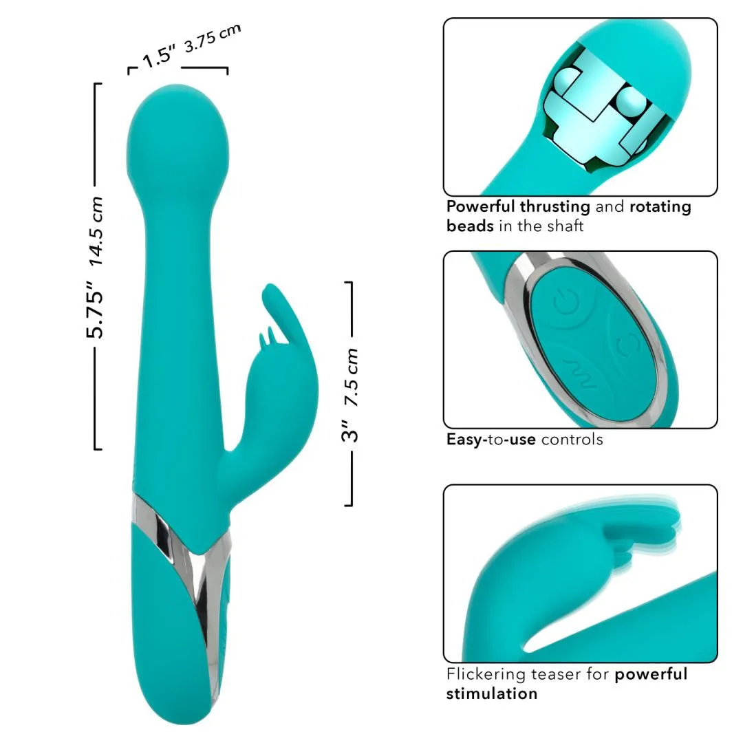 Enchanted Oscillate Rotating Head Thrusting Rabbit Vibrator - Teal