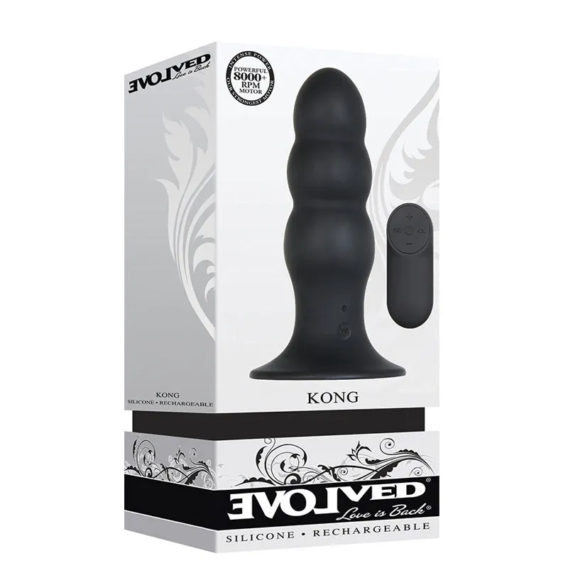 Evolved Kong Rechargeable Remote-Controlled Vibrating Silicone Anal Plug Black