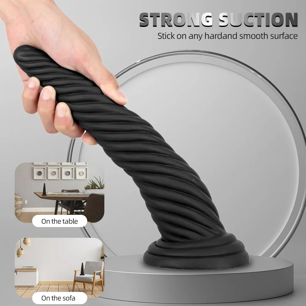 Exotic Black Dildo Anal Butt Plug - Fantasy Big Sprial Monster Dildo Sex Toys for Women Men