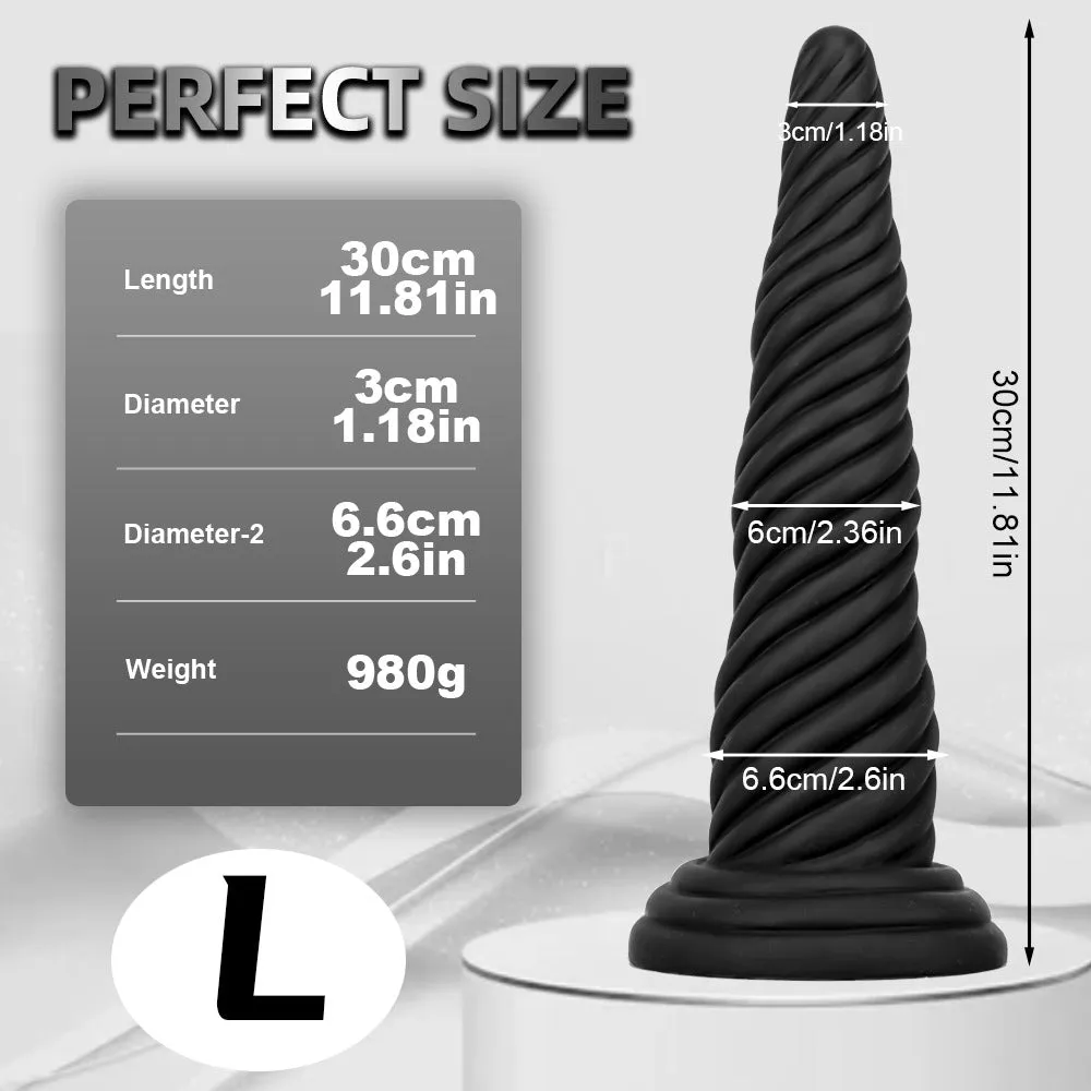 Exotic Black Dildo Anal Butt Plug - Fantasy Big Sprial Monster Dildo Sex Toys for Women Men