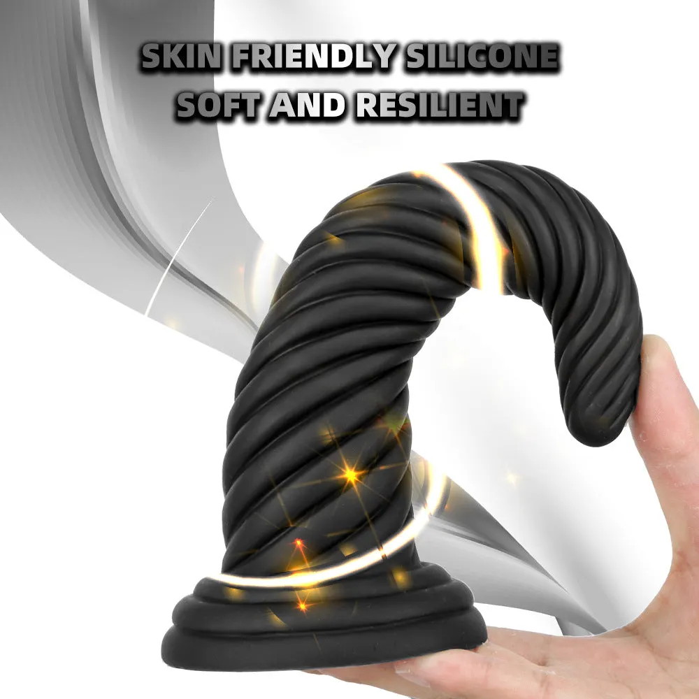 Exotic Black Dildo Anal Butt Plug - Fantasy Big Sprial Monster Dildo Sex Toys for Women Men