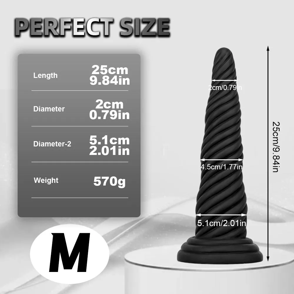 Exotic Black Dildo Anal Butt Plug - Fantasy Big Sprial Monster Dildo Sex Toys for Women Men