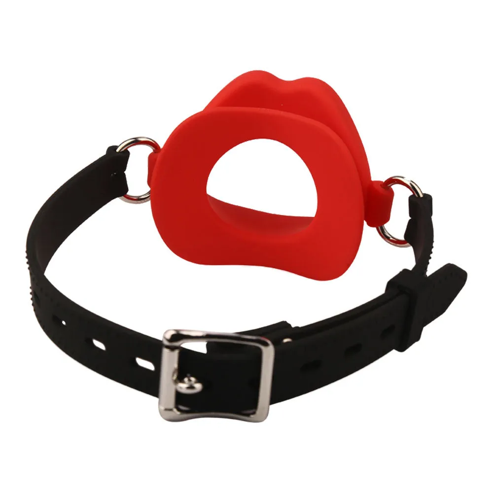 Fantasy Red Lip Ball Gag  - Leather Belt Bondage Restriants BDSM Sex Toys
