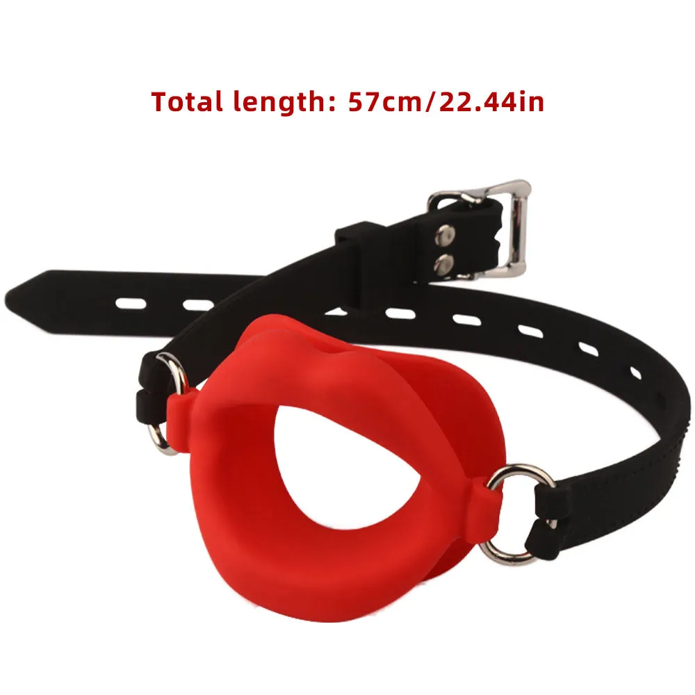 Fantasy Red Lip Ball Gag  - Leather Belt Bondage Restriants BDSM Sex Toys