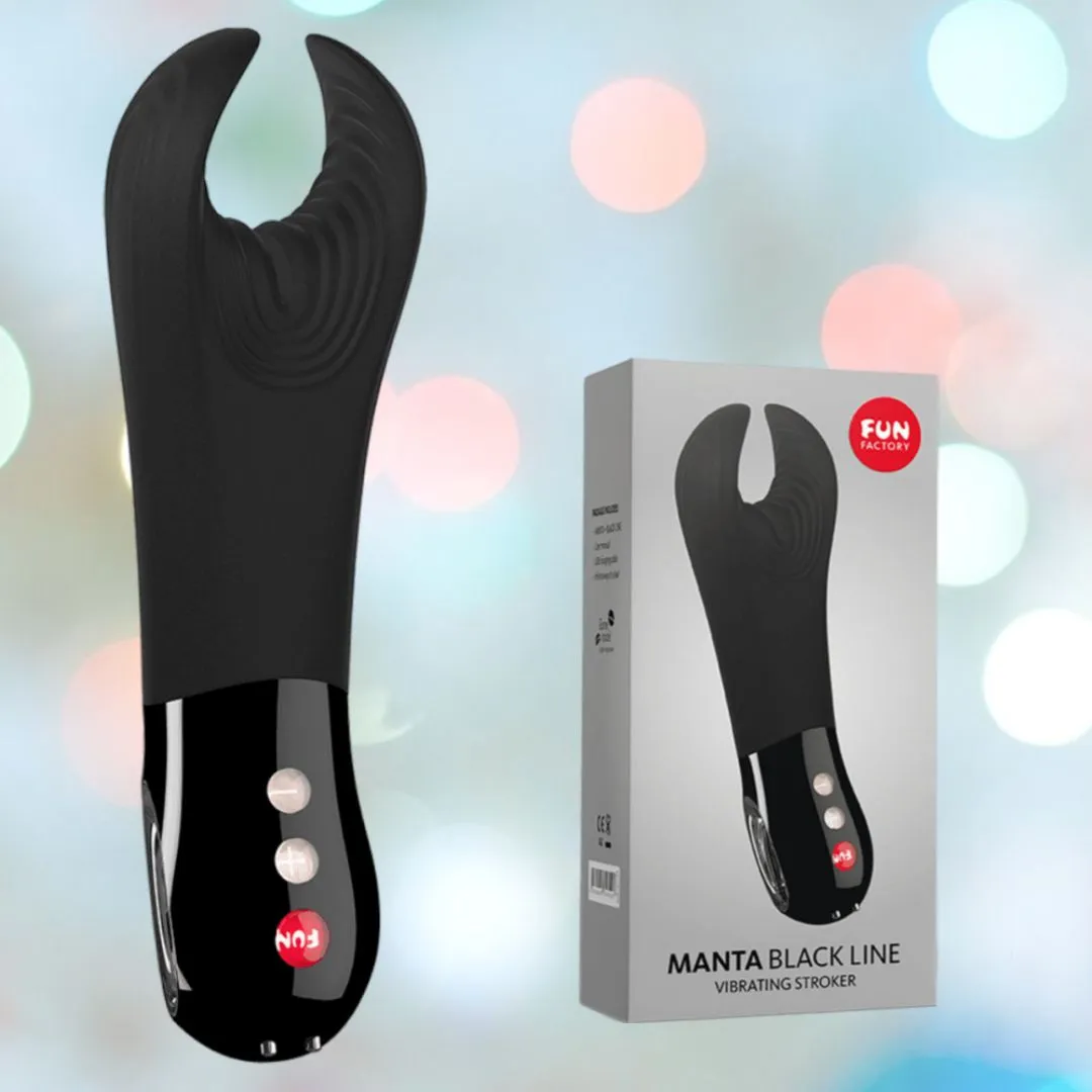 Fun Factory Manta Rechargeable Vibrating Male Stroker for Men - Black