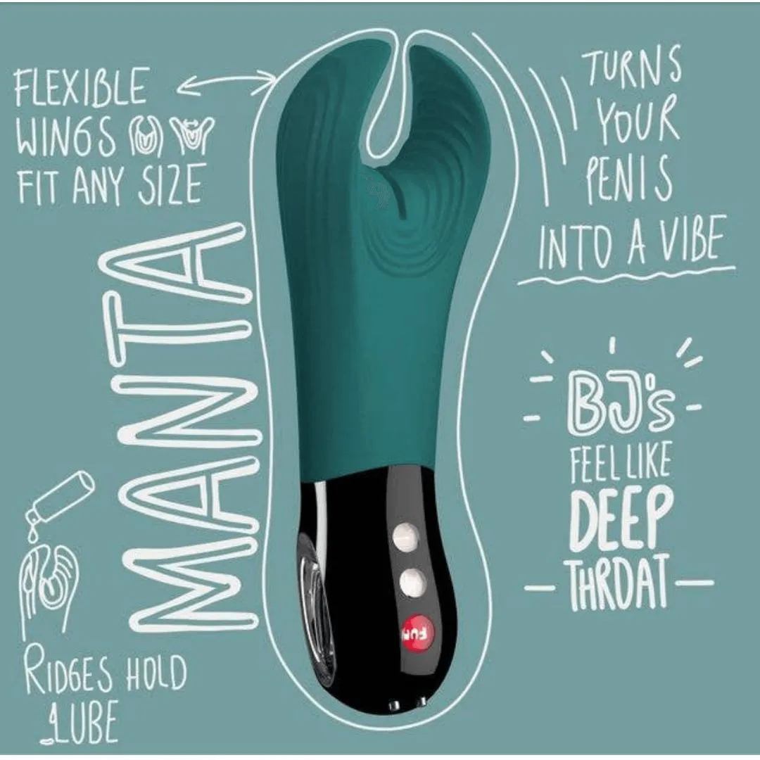 Fun Factory Manta Rechargeable Vibrating Male Stroker For Men - Moss Green