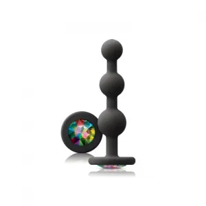 Glams Ripple Rainbow Gem Anal Beads - Black