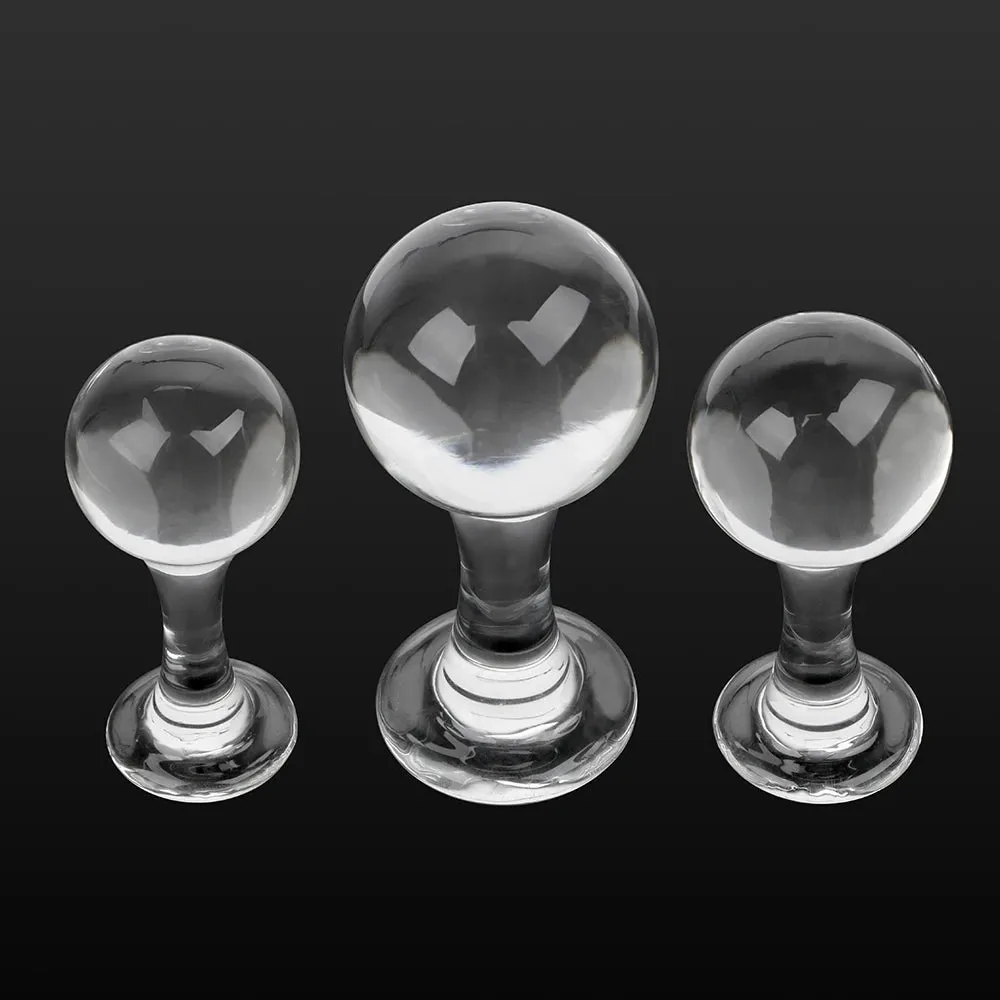 Glass Dildo Butt Plug - 40-60mm Big Ball Pyrex Crystal Anal Plug Sex Toys