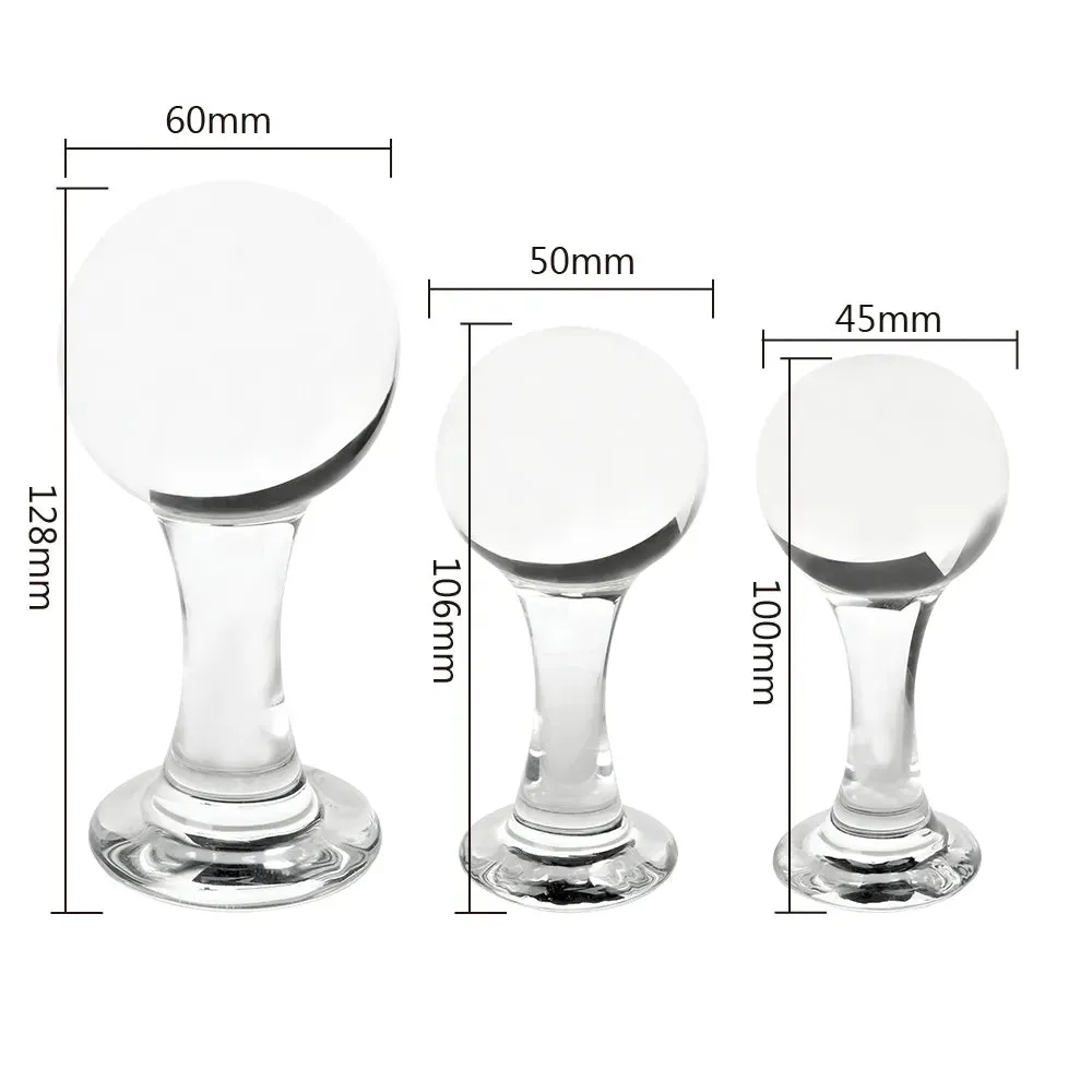 Glass Dildo Butt Plug - 40-60mm Big Ball Pyrex Crystal Anal Plug Sex Toys
