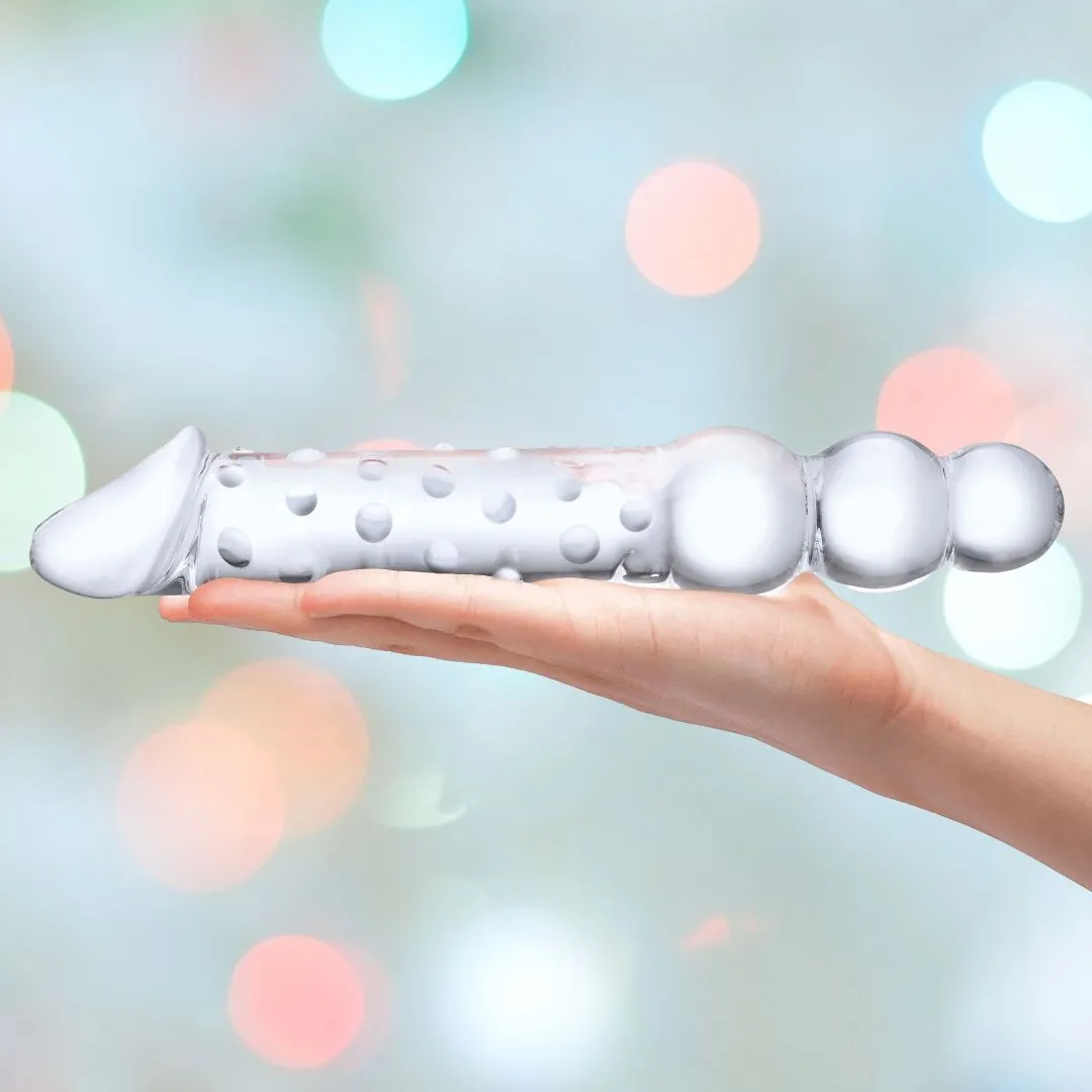 Gläs 12 Double Ended Glass Dildo with Anal Beads
