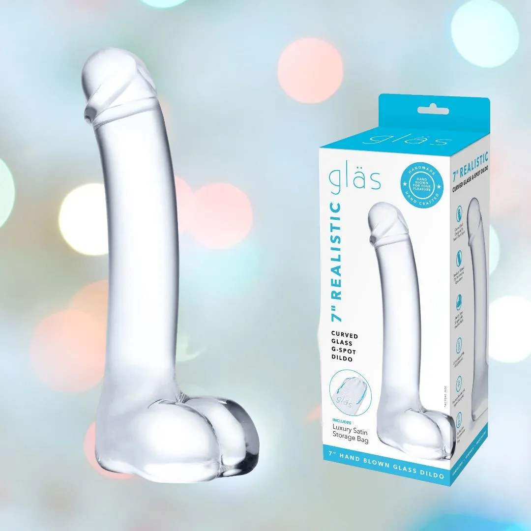 Gläs 7 Realistic Curved Glass G-Spot Dildo