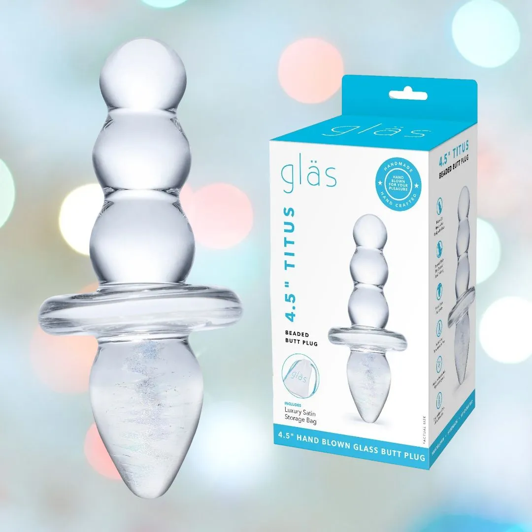 Gläs Titus Glass Beaded Butt Plug Dildo